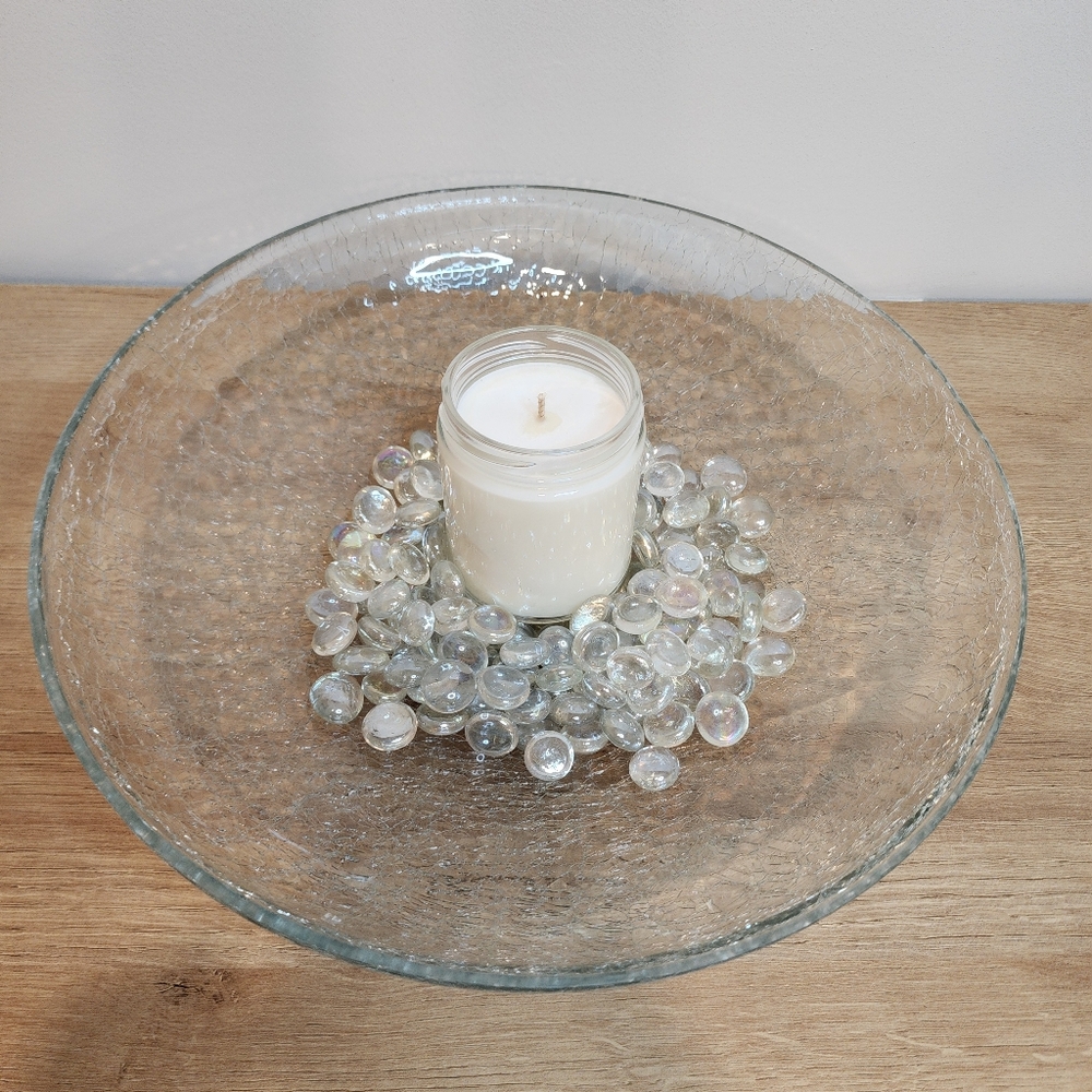 Crackled Glass Display or Serving Bowl New - Picture 2 of 5